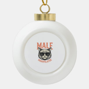 Männlicher Manipulator Lustige Katzen-Sonnenbrille Keramik Kugel-Ornament