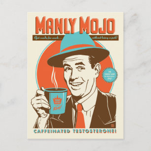 Männlicher Mojo Kaffee Postkarte