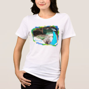 Männlicher Pfau sonnt sich Tri-Blend Shirt