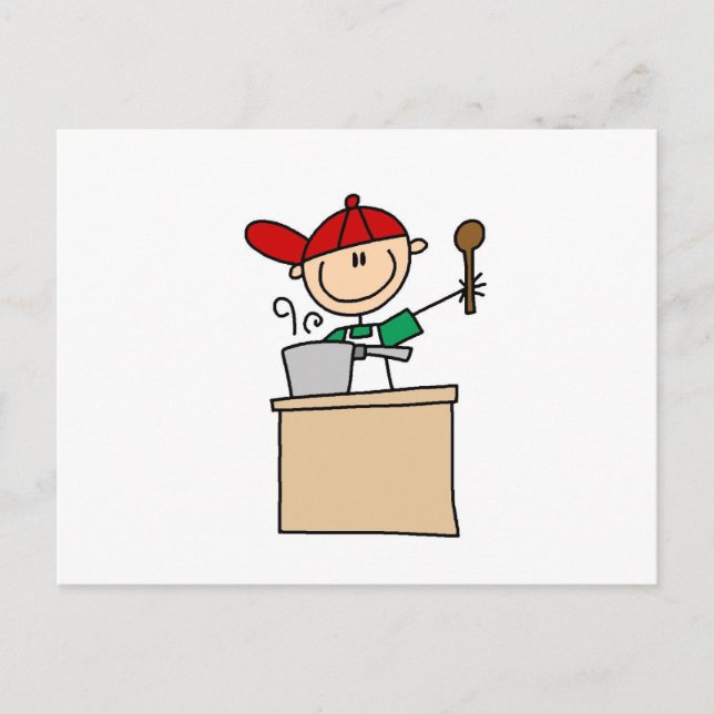 Männlicher Strichmännchen Cook Postkarte (Vorderseite)