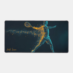 Männlicher Tennisspieler schlägt Ball Schreibtischunterlage