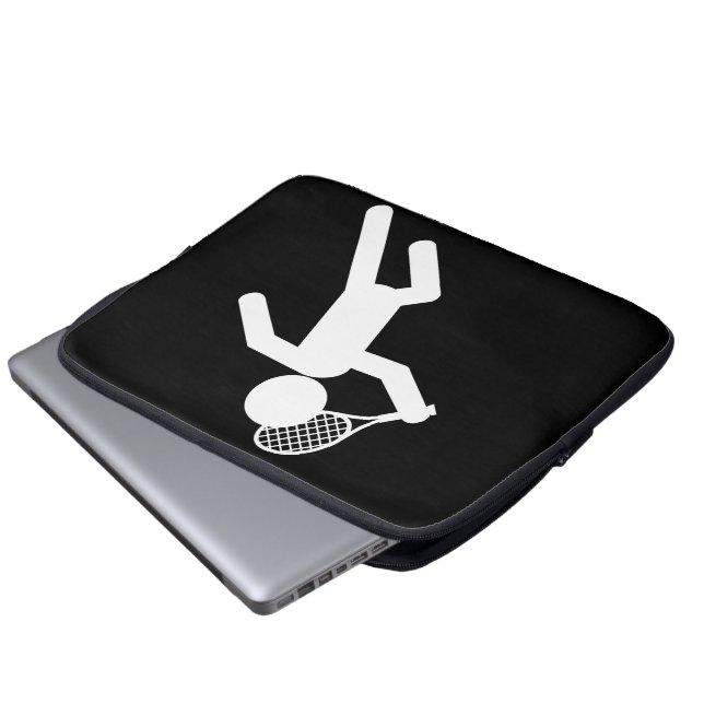 Männlicher Tennisspieler - Tennissymbol (auf schwa Laptopschutzhülle (Vorne Knopf)