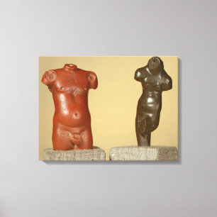 Männlicher Torso des roten Sandsteins und grauer Leinwanddruck