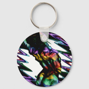 Männlicher Torso Rücken Retro-Farben Schlüsselanhänger