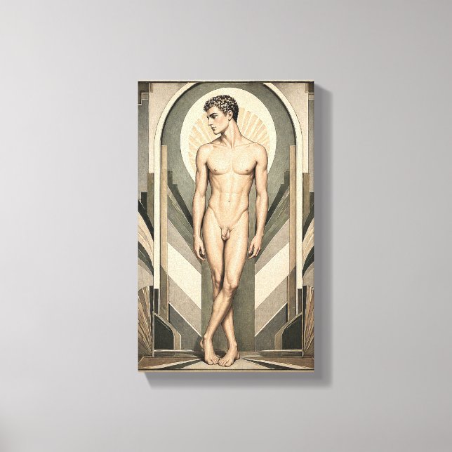Männliches Arbeitszimmer Art Deco Leinwanddruck (Vorderseite)