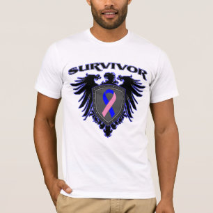 Männliches Brustkrebs-Überlebend-Wappen T-Shirt