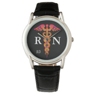Männliches, eingetragenes, farbiges Caduceus-Symb Armbanduhr