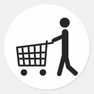männliches Einkaufslogo Runder Aufkleber