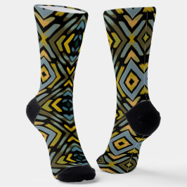 Männliches Gold Blau Schwarz Muster  Socken