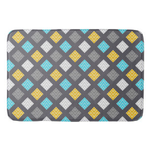 Männliches Grau Blau Gelb Geometrisches Muster Badematte