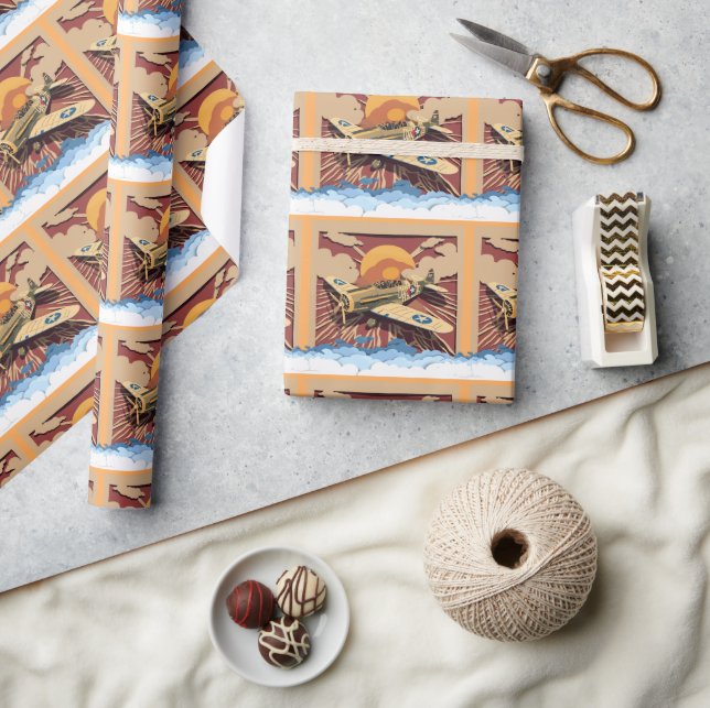 Männliches Kampfflugzeug  Geschenkpapier (Kunsthandwerk)