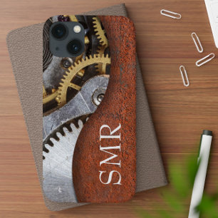 Männliches Metall-Look-Zahnräder-Steampunk-Initial iPhone Hülle