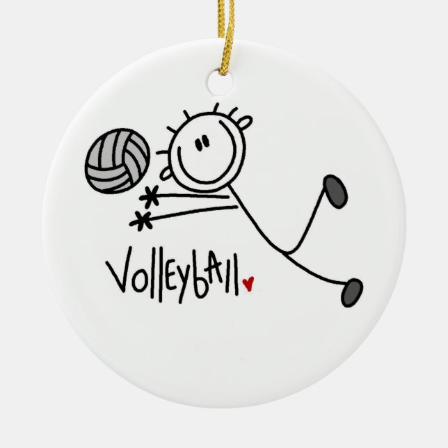 Männliches Strichmännchen Volleyball Keramikornament (Vorne)