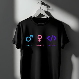 Männliches Weibliches Coder-Symbol   Lustiges Prog T-Shirt