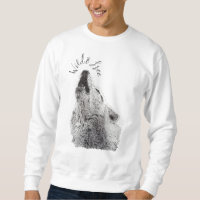Männliches Wild & Free Schriftzug Heulender Wolf F