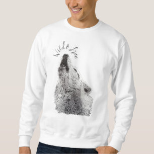 Männliches Wild & Free Schriftzug Heulender Wolf F Sweatshirt