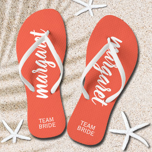 Mannschaftsbrille Peach und White Personalisiert Flip Flops