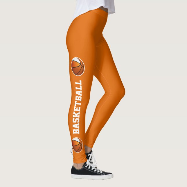 Mannschaftsfarben Basketballtext oder Beinorange Leggings (Rechts)