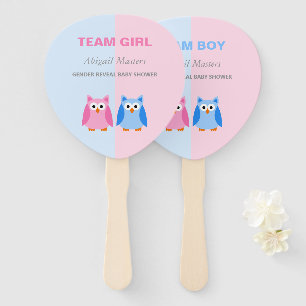 Mannschaftsjunge oder Team Girl Owl Gender Reveal  Fächer