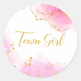 Mannschaftsmädchen Rosa und Gold Runder Aufkleber