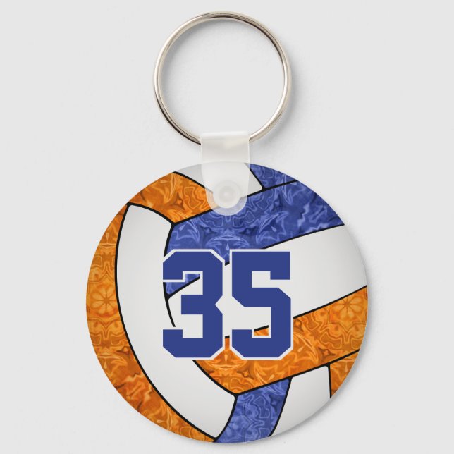 Mannschaftsname Blau-Orange-Mädchen Volleyball Schlüsselanhänger (Vorderseite)