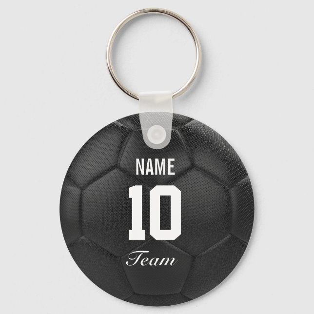 Mannschaftsname Soccer Ball Personalisierter Name Schlüsselanhänger (Vorderseite)