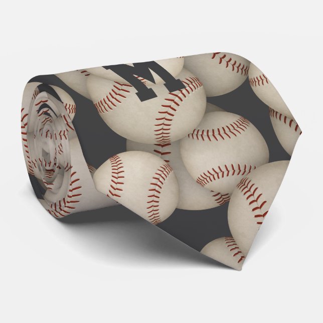 Mannschaftssport mit Monogramm Baseball-Softball Krawatte (Gerollt)