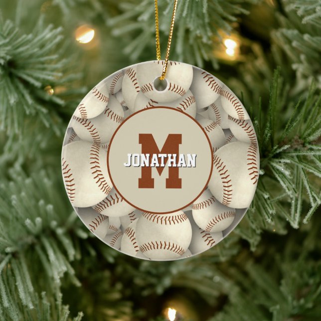 Mannschaftssport personalisiert Baseball-Softball Keramik Ornament (Baum)