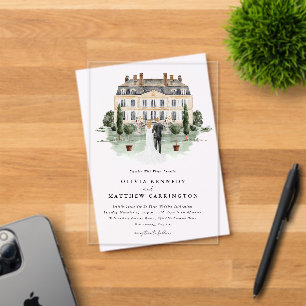 Manoir de campagne élégant   Faire-part de mariage