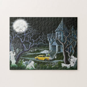 Manoir hanté avec des fantômes et le puzzle de