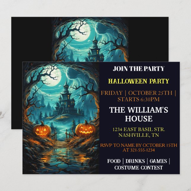 Manoir Hauné déplaisant Invitations de la fête d'H (Devant / Derrière)