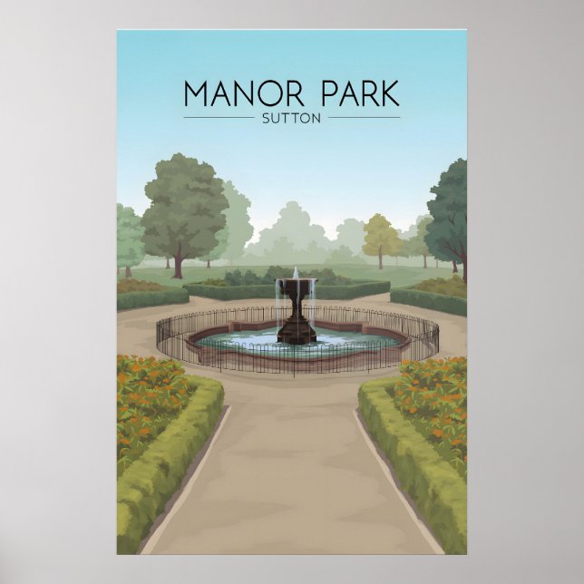 Manor Park Sutton Reiseplakat Poster (Vorne)