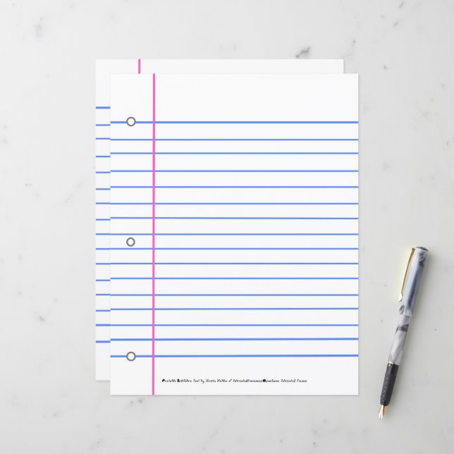 Manque de Papier Rayé ? Écrivez sur cette Feuille  (Devant/Arrière en situation)