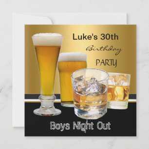 Mans 30. Geburtstag Party Drinks Bierjungen Nacht Einladung