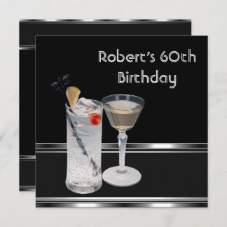 Mans 60. Geburtstagsparty Black Silver Drinks Einladung