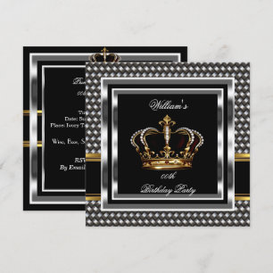 Mans EleganBlack Silver Birthday Prince King Einladung