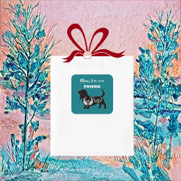 Mans Forever Friend Dog Folk Kunst, Dichtung und M Quadratischer Aufkleber