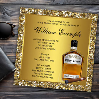 Mans Gold bis zum Geburtstag Perfektion Whiskey Einladung