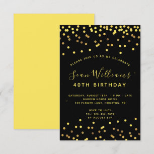 Man's Gold Confetti Geburtstagsparty Einladung
