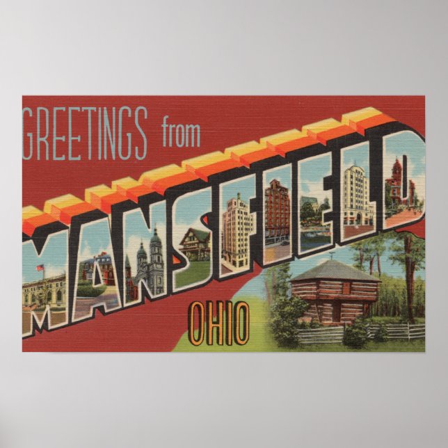 Mansfield, Ohio - Große Buchstabenszenen Poster (Vorne)
