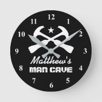Manshammer Logo Autogarage oder Mancave Wanduhr