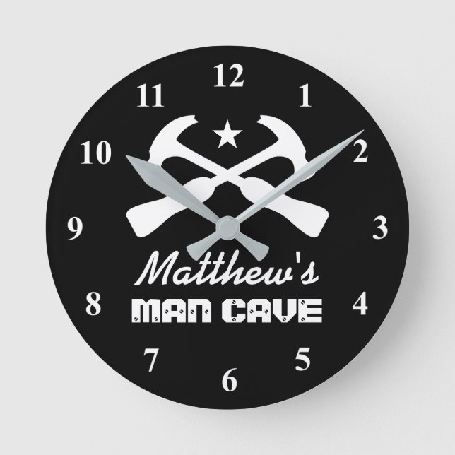 Manshammer Logo Autogarage oder Mancave Wanduhr (Vorderseite)
