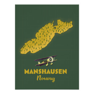 Manshausen Norwegen Island Karte Poster