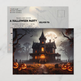 Mansion Lune Halloween Fête Invitation