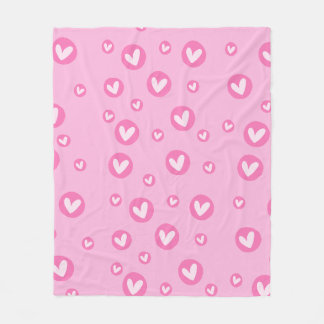 Manta com Padrões Fofos de Corações Rosa Fleecedecke