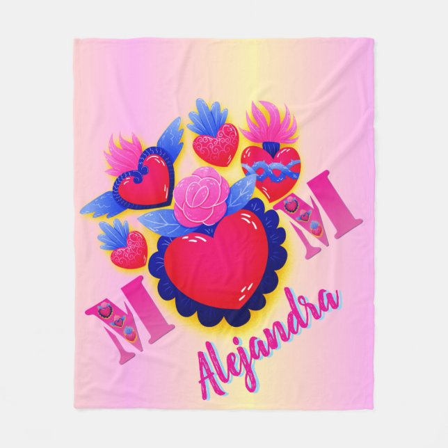 Manta de forro polar Corazón de Mamá - Editable  Fleecedecke (Vorderseite)