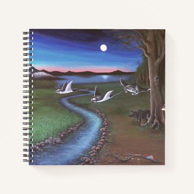 Manta ray fliegt durch die Landschaft SpiralNotebo Notizbuch (Vorderseite)