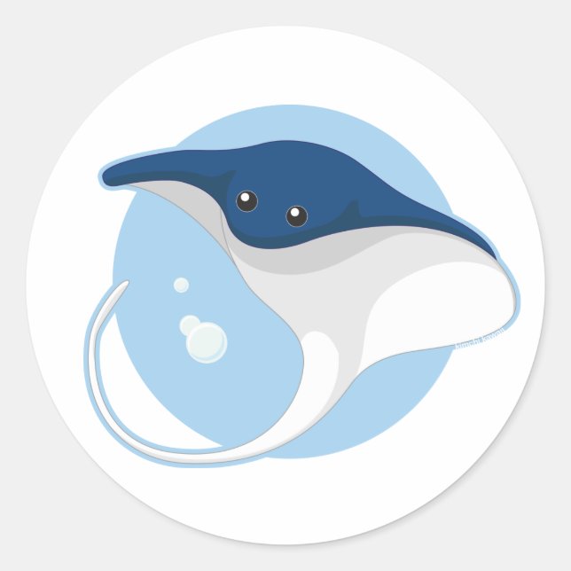 Manta Ray Runder Aufkleber (Vorderseite)