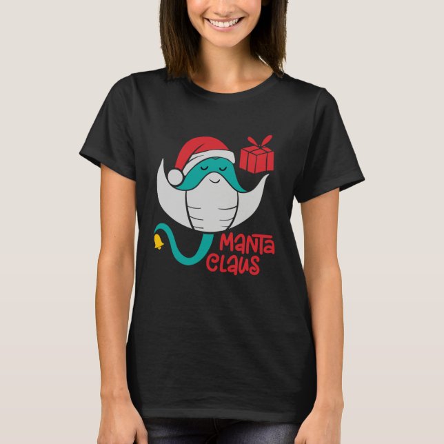 Manta Ray Santa Christmas Beach   Manta Claus T-Shirt (Vorderseite)