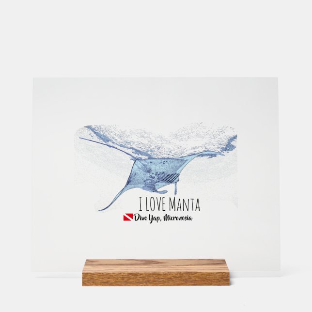 Manta Ray Silhouette Acrylschild (Vorderseite)